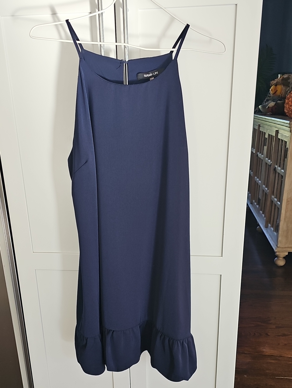 Sugarlips Navy Slip Skirt with Ruffle Hem Size XL